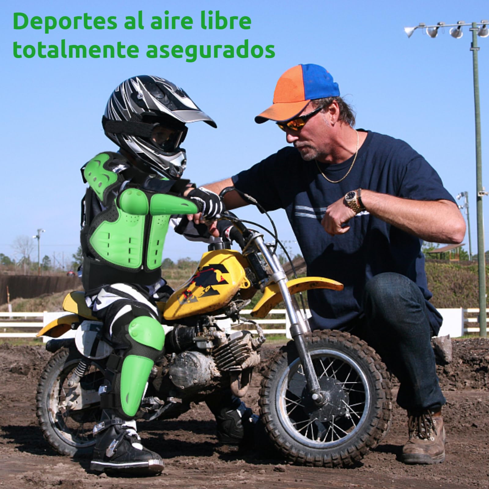 Armatura Moto per Bambini,JUSTDOLIFE 5 Pezzi Set di Armatura da Moto Protezione di Motocross per Bambini Ginocchiere Traspiranti Gomito Pettorina per Tutti I Terreni Ciclismo Sci Pattinaggio