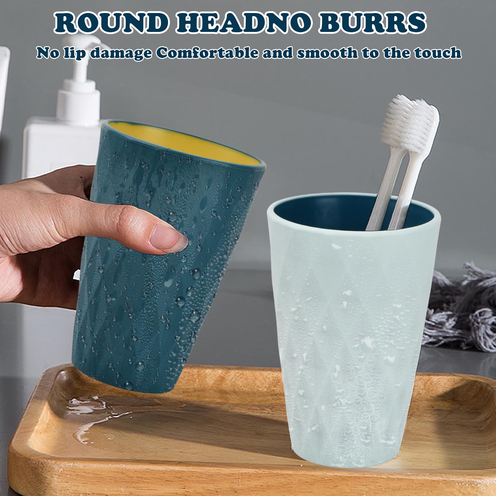 4 PCS Vasos para Cepillos,Vaso de Enjuague Bucal Simple,Taza de Plástico, Vaso Cepillo de Dientes Bañ, Diseño de Estilo Nórdico, para Viajes, Camping, Baño, Accesorios de Baño Ordenados