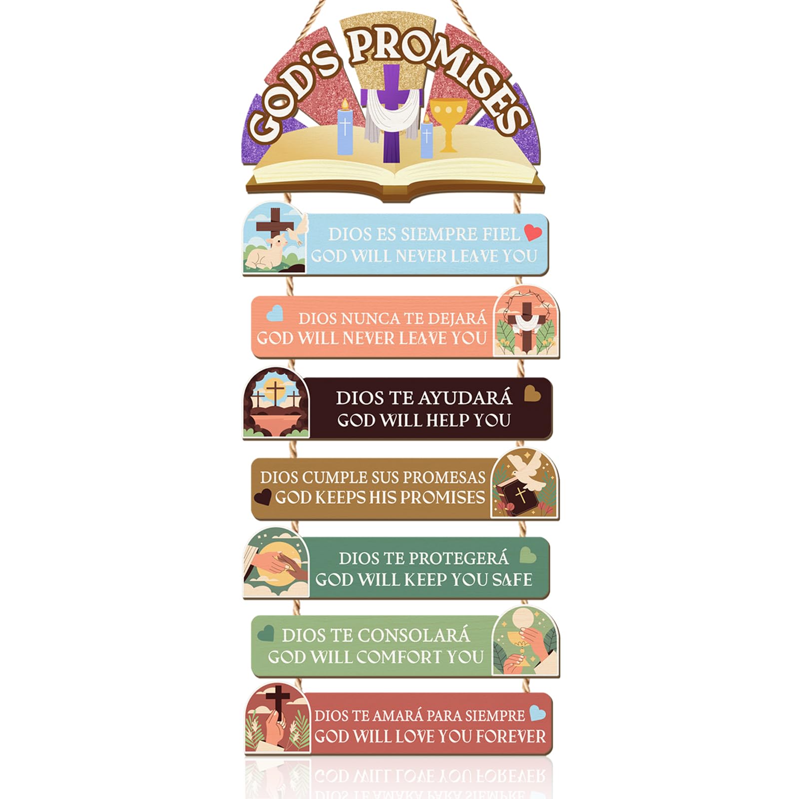 Celestdeco Gods Promises Christian Wall Hanging Spanish English Bible Art