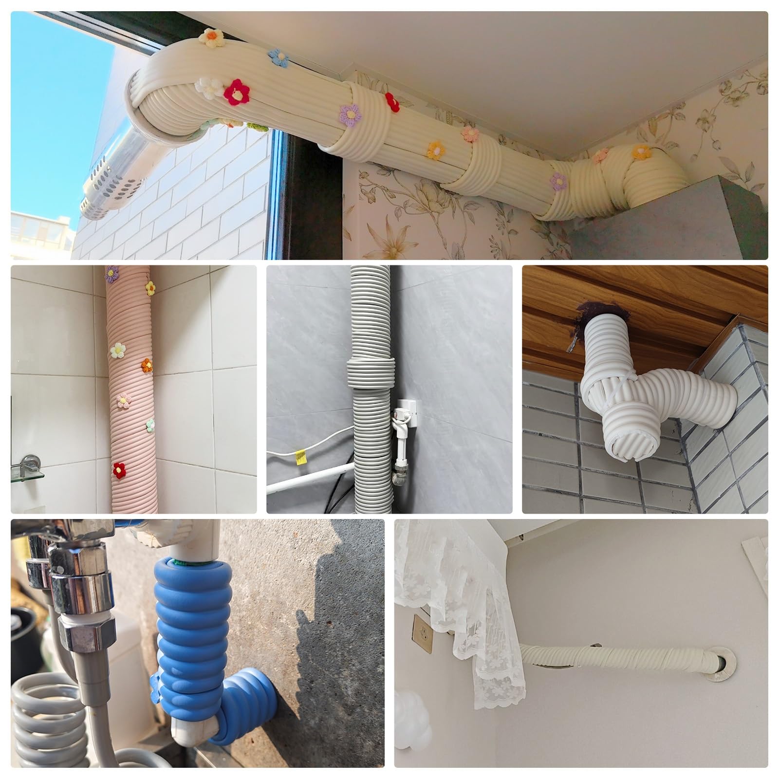 8CM X 2M Rohrisolierung Außenbereich, Rohrisolierung Isolierung Heizungsrohre, Mit Selbstklebender Rückseite, Rohrisolierung Selbstklebend, für Vierkant- und Rundrohre(Beige,3pcs)