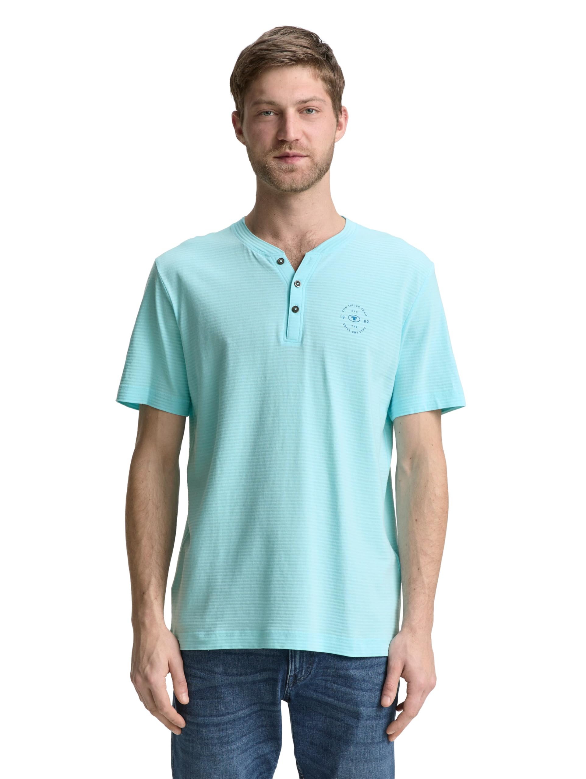 TOM TAILOR Men's 1046800 T-Shirt, 34921-Caribbean Turquoise, S