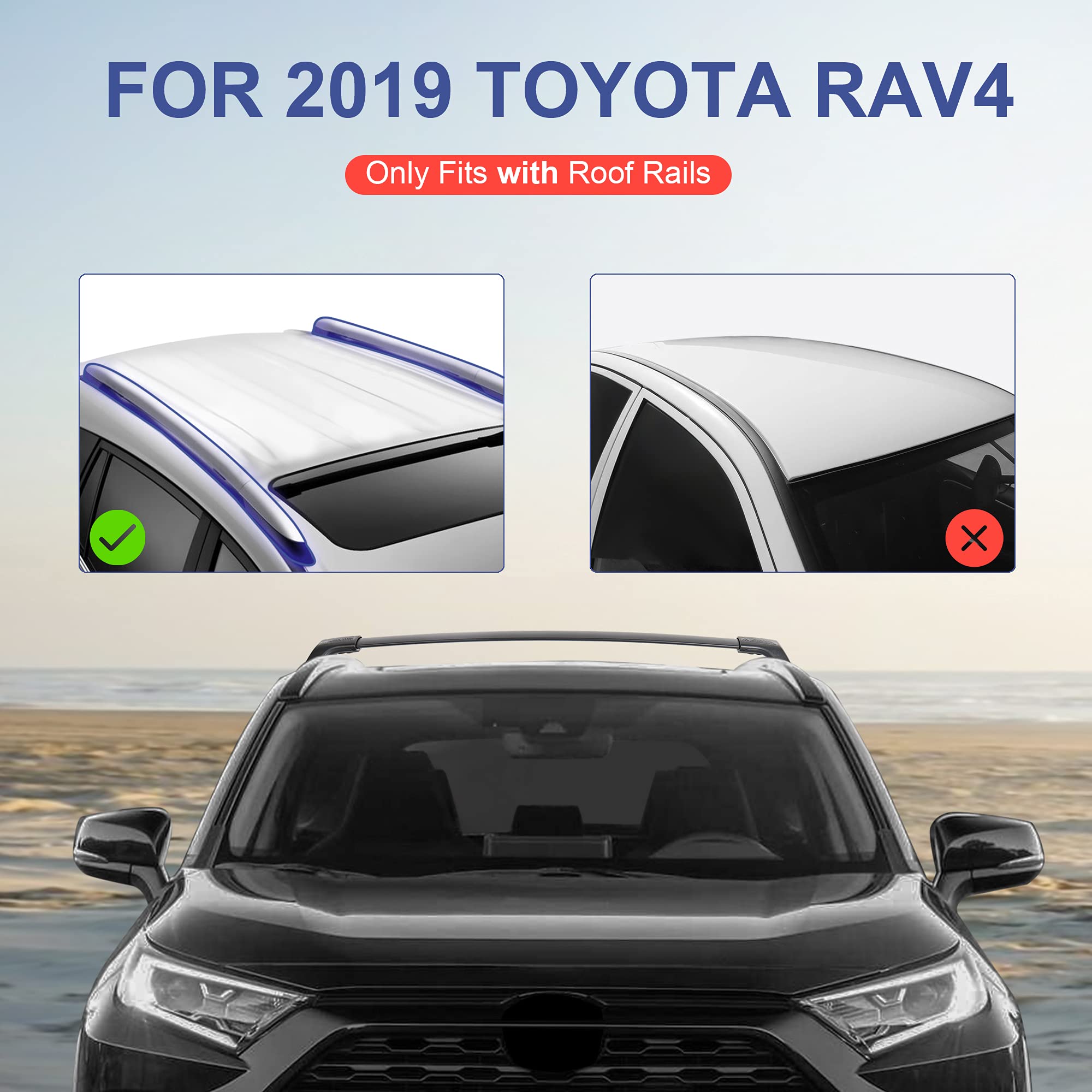 MOSTPLUS Roof Rack Cross Bar Rail Compatible with 2019 2020 2021 Toyota