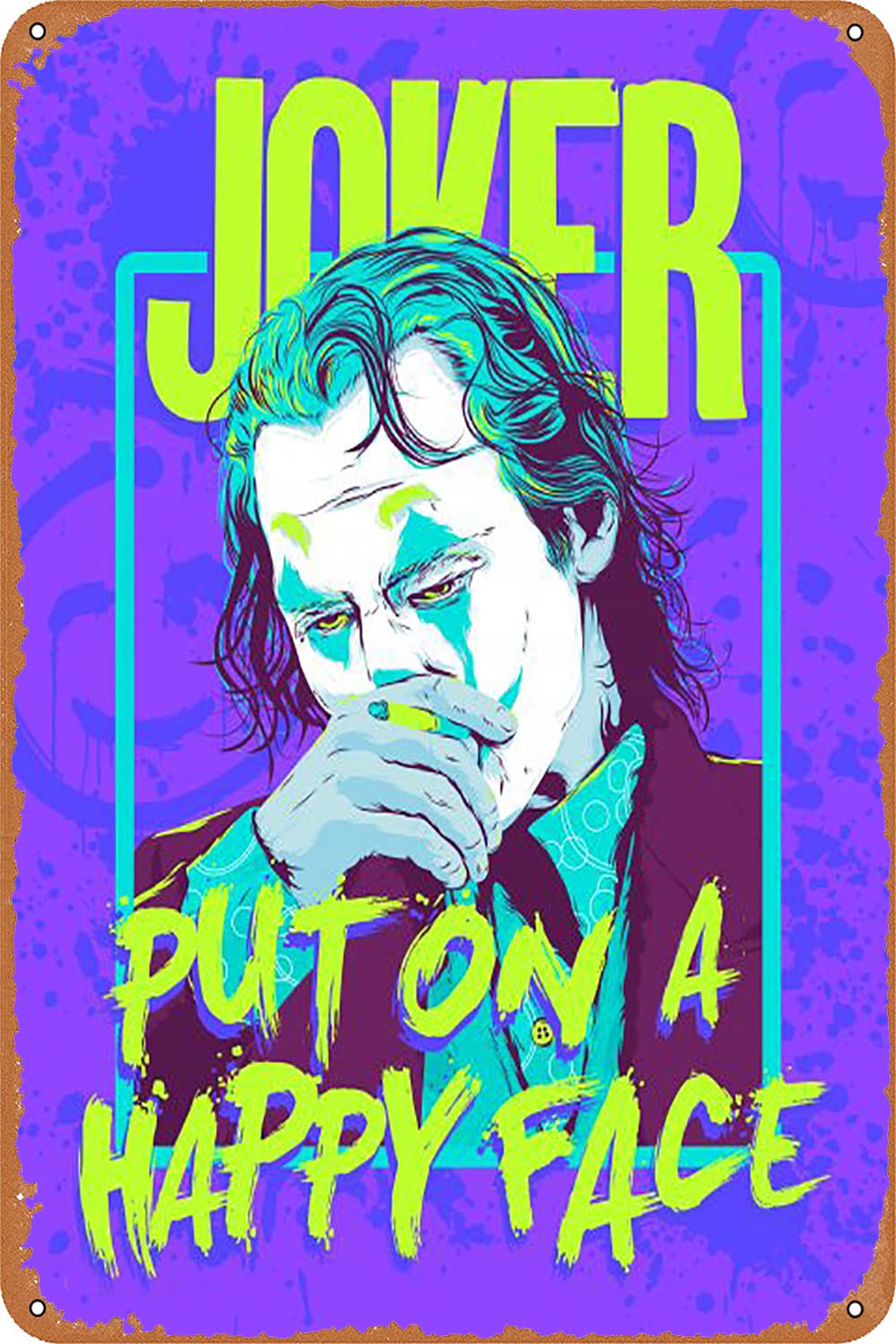 WASUBEA Metal Tin Sign Joker: Joaquin Phoenix (2019) Metal Posters Man Cave Home Bar Pub Wall Decor 12 X 8 Inch - 