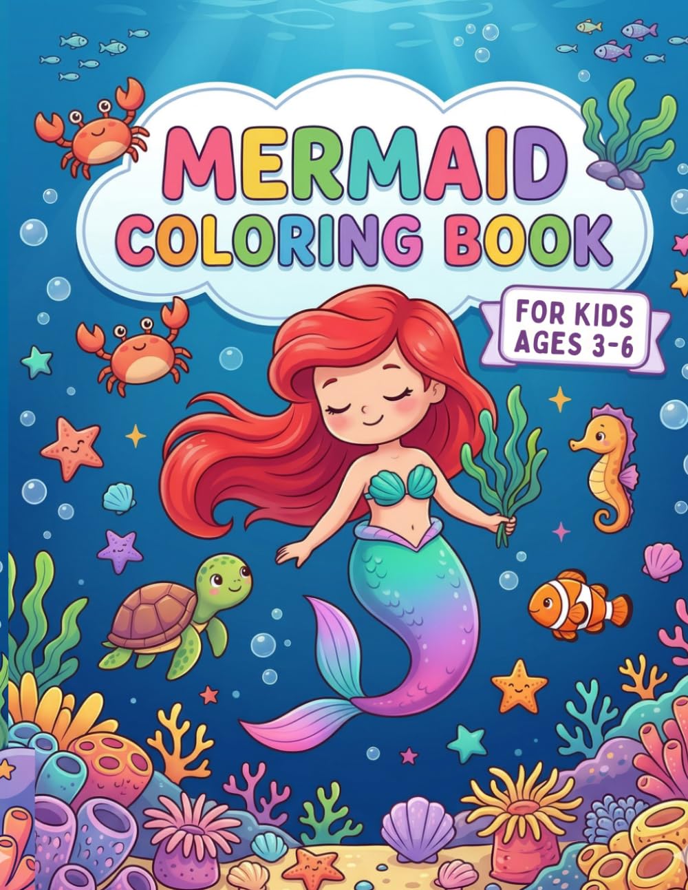 Mermaid Coloring Book for Girls Ages 3-6: 100 Cute and Easy Under the Sea Pages with Magical Mermaids, Sea Animals, and Ocean Friends | Fun Art Activities for Toddlers and Preschoolers