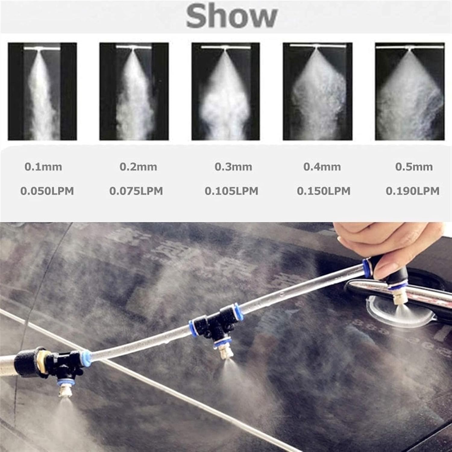 100pcs Misting Nozzles for Cooling System, 6mm Quick Connect Mister Heads, Water Mister Nozzles, Brass Sprinkle Fog Nozzles for Patio Garden 0.004-0.020Inch Sprayer Irrigation Tool Kit