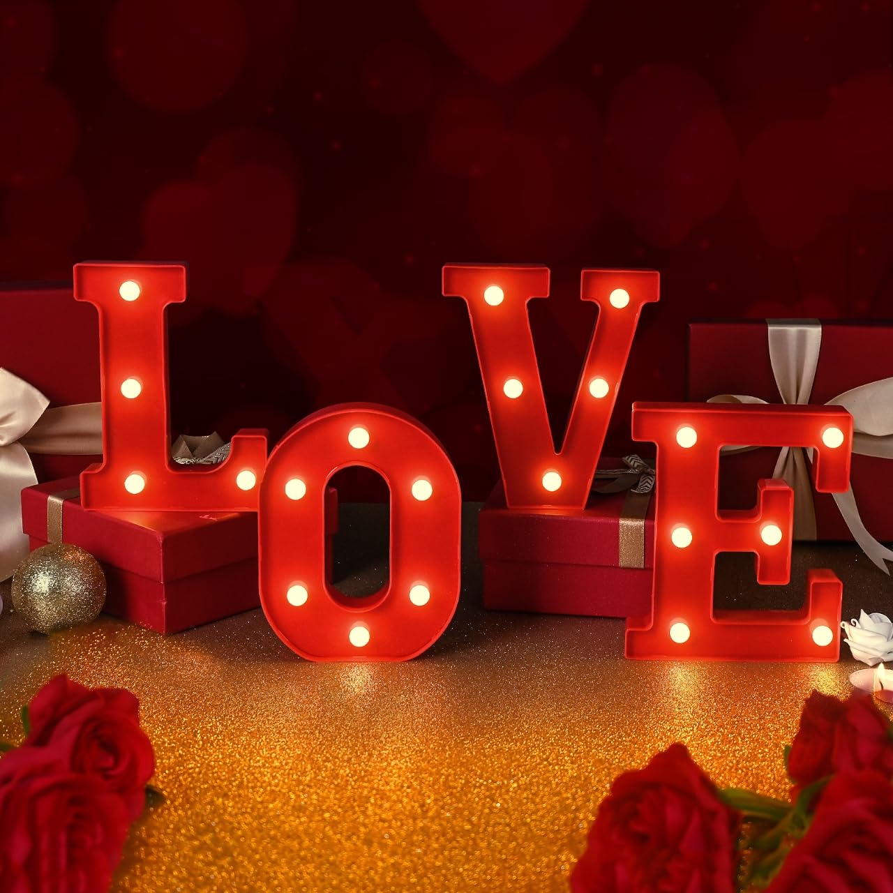 Amazon.com: EDYCON 4Packs Valentine's Day Letter Lights Sign Table