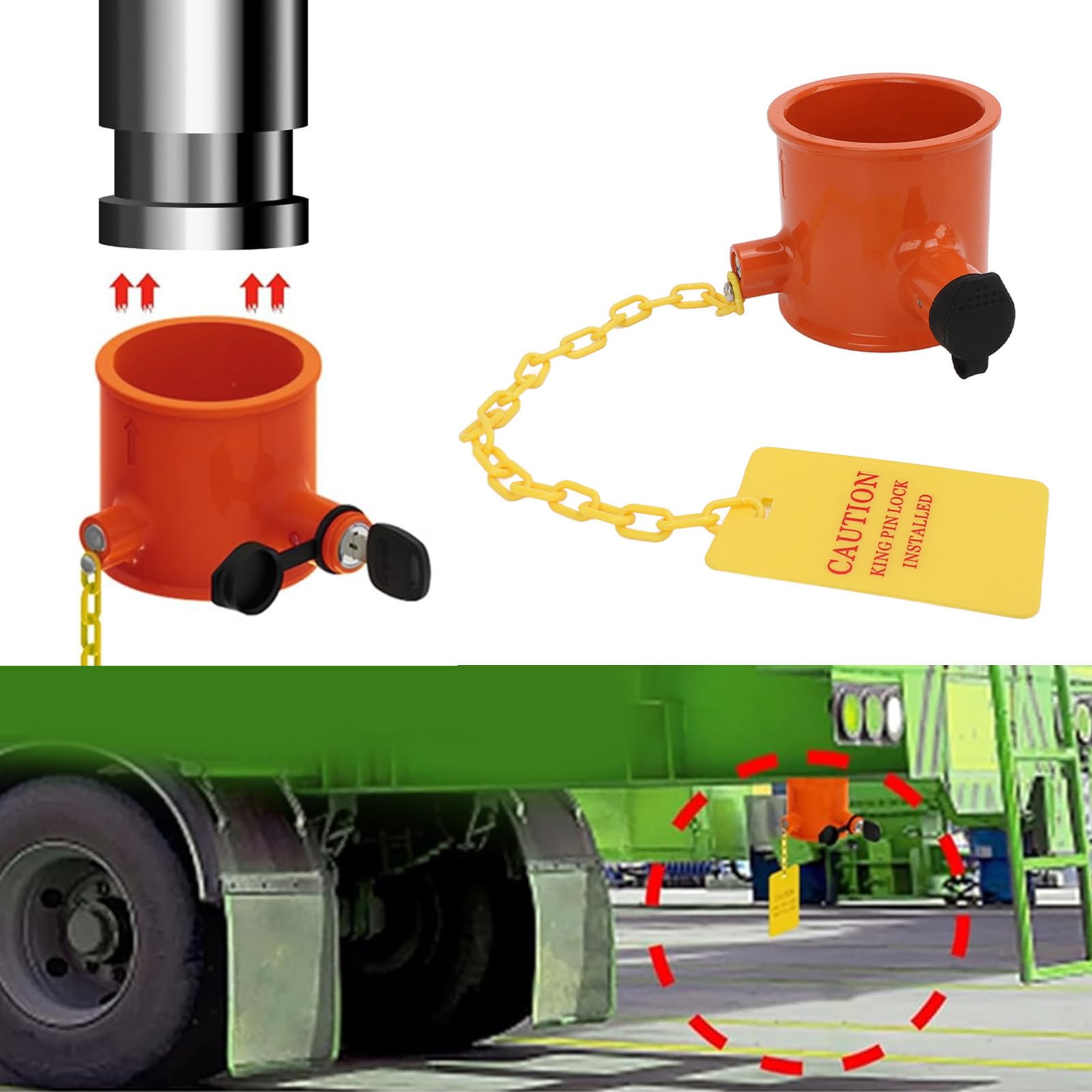 Blocco della quinta ruota Blocco di sicurezza antifurto per rimorchio in metallo con perno della ruota Bloccaggio del gancio di traino applicabile al camion