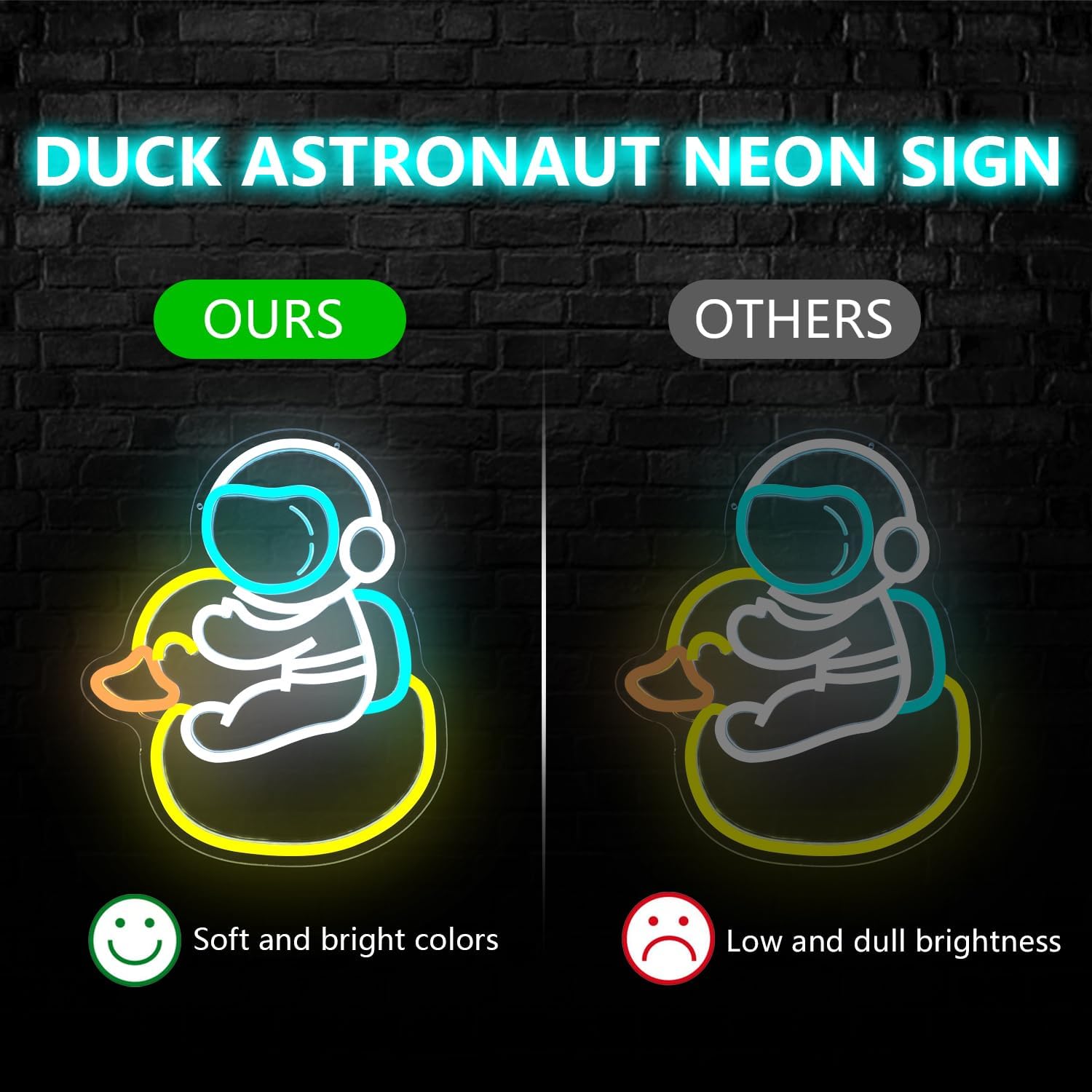 Astronaut Duck Neon Sign Astronaut Led Sign for Bedroom Wall Decor USB Powered Space LED Signs for Kids Room Game Room Home Duck Light Up Sign Astronaut Light Party Decor Neon Wall Art Gifts