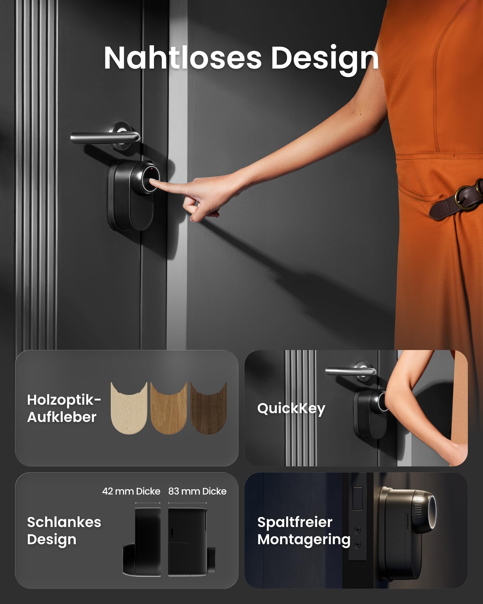 SwitchBot Smart Lock Ultra mit 3D-Gesichtserkennung&Fingerabdruck für Haustür – Elektronisches Türschloss zum Nachrüsten ohne Zylindertausch, Türöffner per Gesicht/Fingerprint/Code/Alexa WLAN/Matter