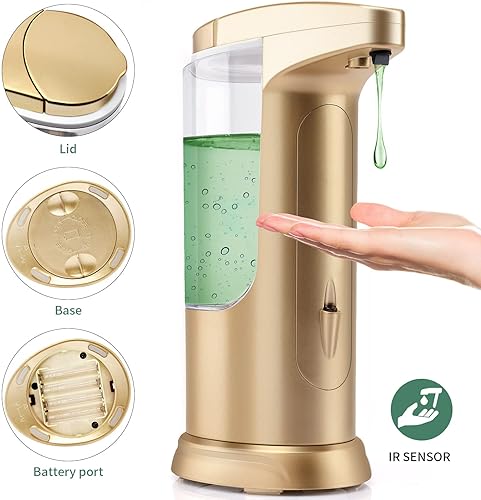 Miniatura 2 de Dispensador automático de jabón con sensor sin contacto, dispensador de jabón líquido eléctrico con batería, manos libres, con interruptores de