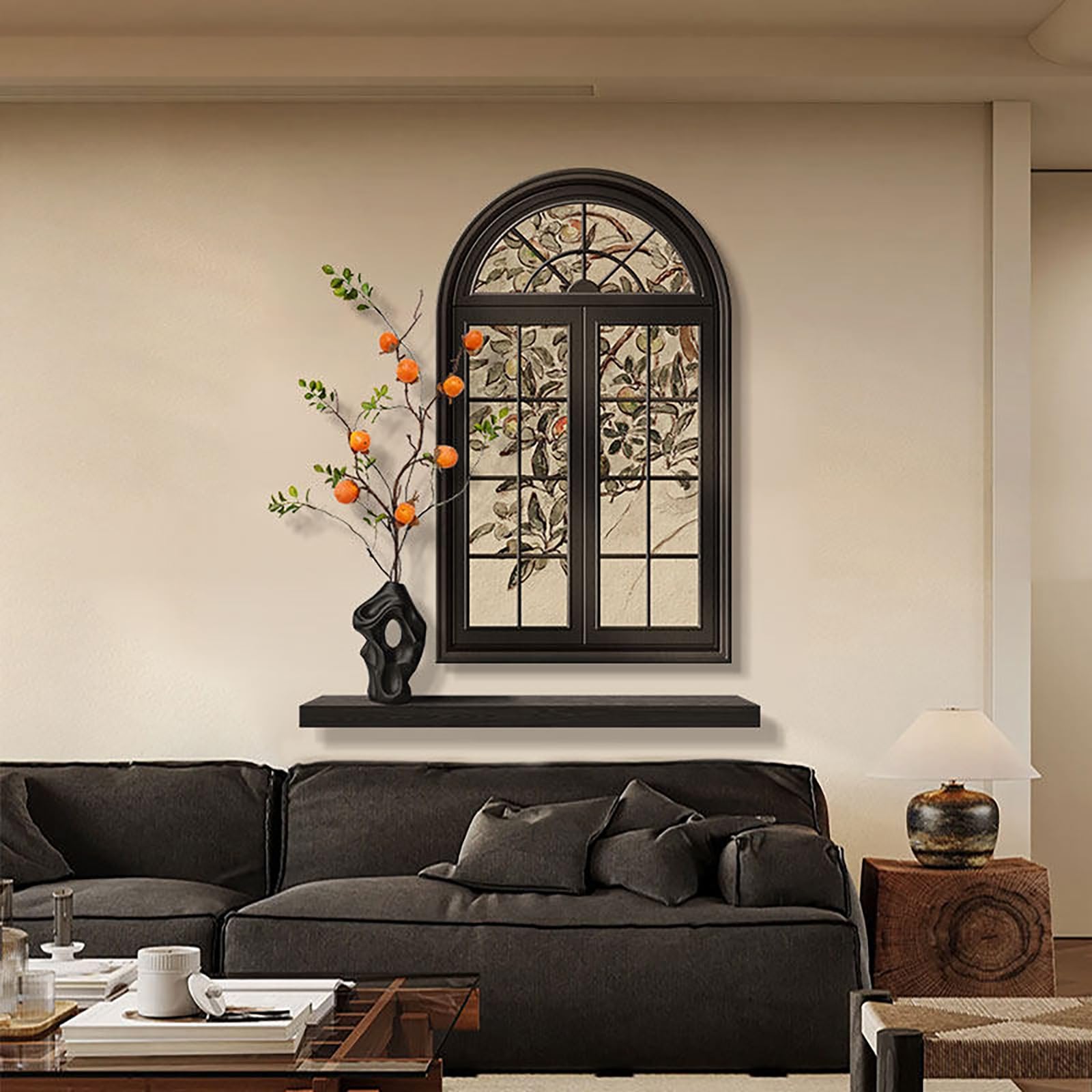 Decorazione artistica da parete illuminata, finta finestra murale con luci a LED, scultura moderna da appendere per ingresso, corridoio, atrio, decorazione per la casa