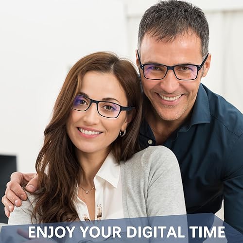 Miniatura 7 de FADBON Paquete de 6 lentes de lectura con bloqueo de luz azul, lectores de bisagra de resorte para hombres y mujeres, marco negro, lentes