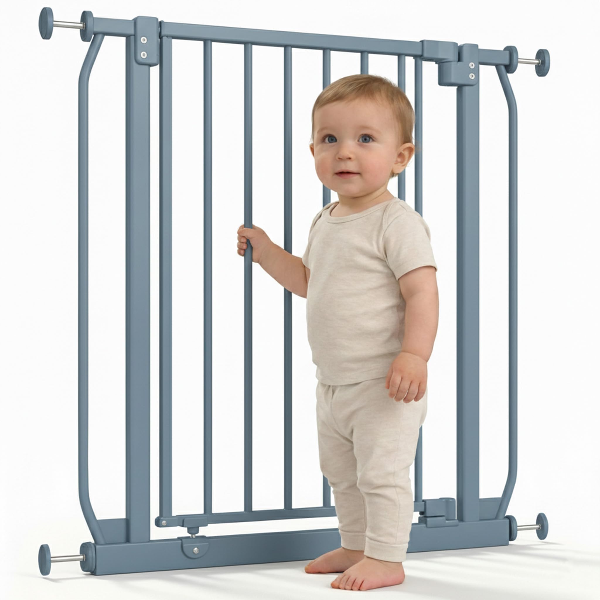 Safetots Elite Pressure Treppenschutzgitter Grau – Ohne Bohren – Auto-Close & Stay-Open ab 90° – Extra breit bis 71cm-80cm – Beidseitig öffnend – Hochwertiges Sicherheitsgitter für Kinder & Haustiere