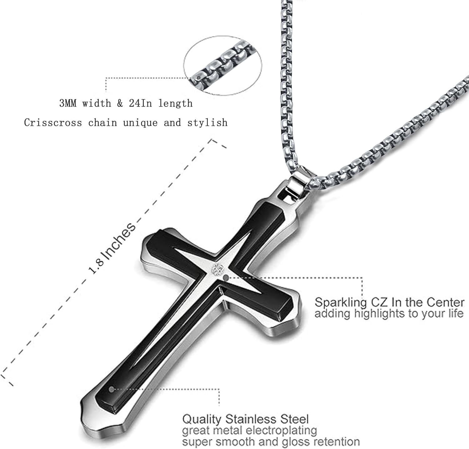 Son Gifts From Mom To My Son Necklace From Dad Faith Cross Necklace Present Graduation Birthday Christmas Gifts Message Card＆LED Gift Box - Image 5