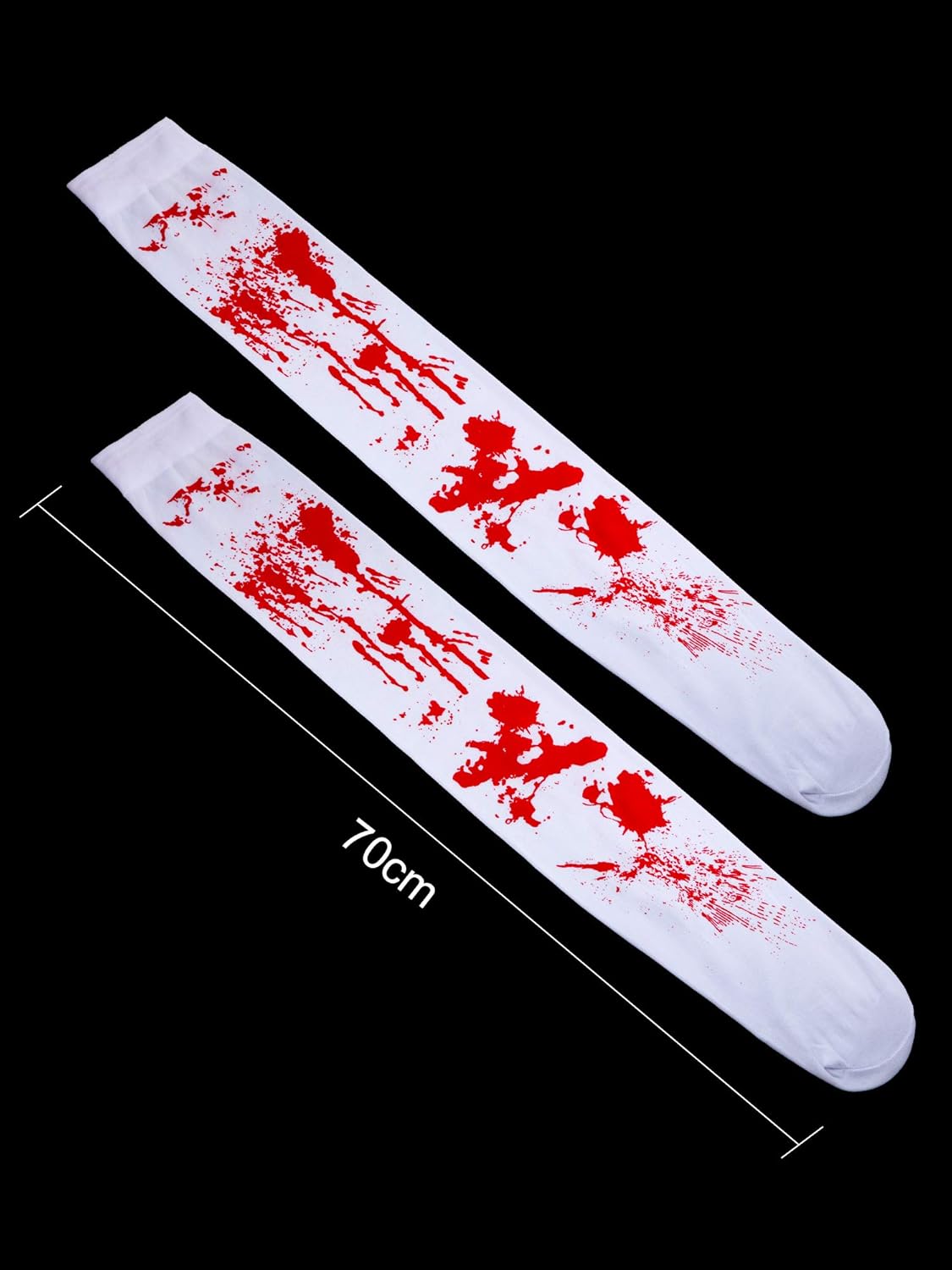 Tatuo Women Stockings High Socks for Halloween Cosplay Costume, 2 Pairs (Blood Stained) White and Red : Clothing, Shoes & Jewelry