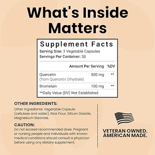 Miniatura 3 de Luma Nutrition Quercetina 500mg - Suplemento de quercetina con bromelina - Antioxidante - Apoyo inmunológico - Vegano y sin gluten - 60 cápsulas