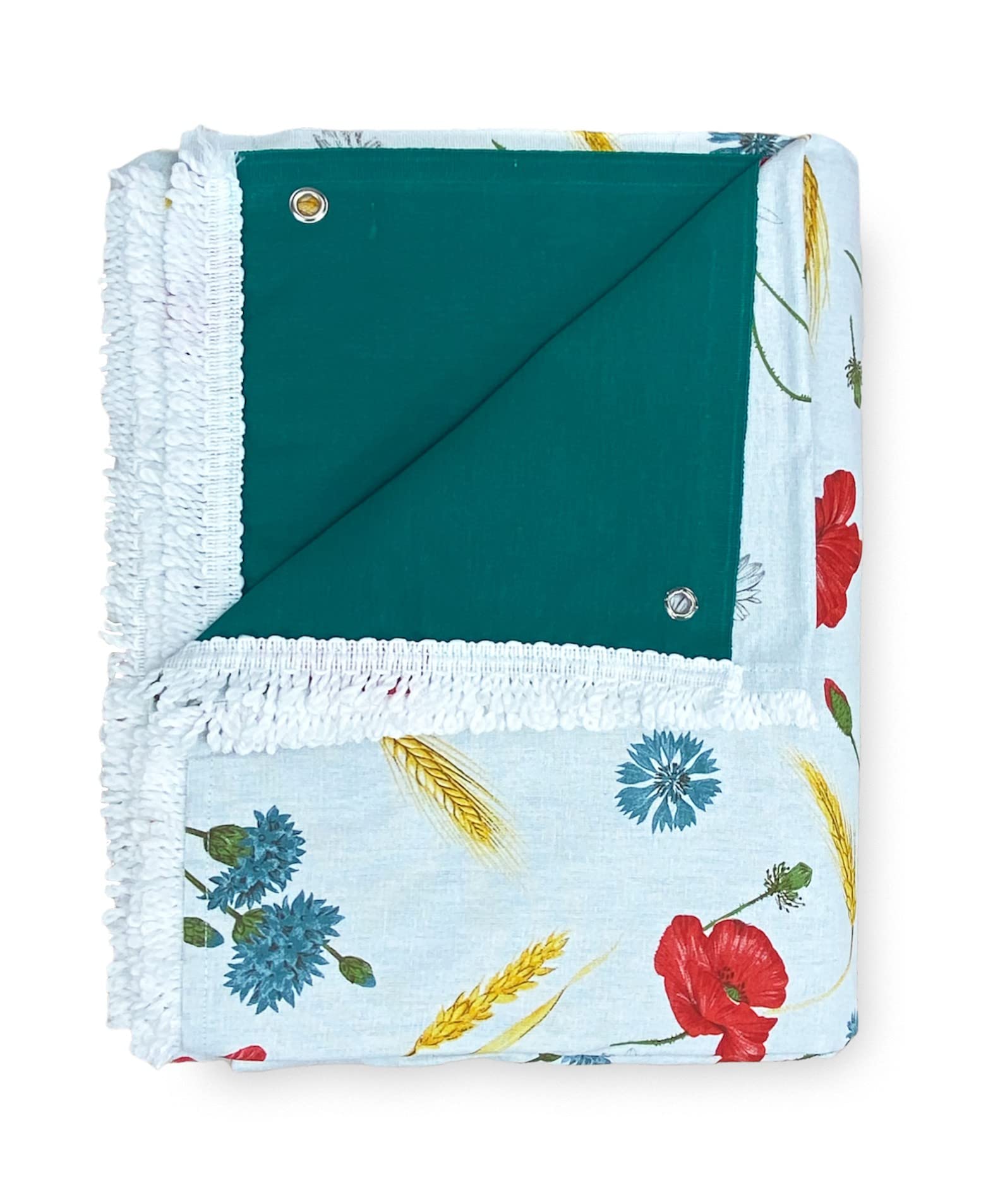 Tende per Esterno - Tende da Sole per Esterno CON ANELLI | Tenda da Giardino, Veranda, Gazebo, Portico | Ganci per Applicazione | Resistente e Lavabile, Cotone 100% Durevole, Stampa Papaveri - 150x300