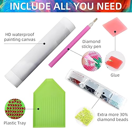 Miniatura 6 de RYMILIE Kits de pintura de diamantes para adultos  Kit de arte de diamantes 5D con diamantes de perforación completa, pinturas con diamantes de