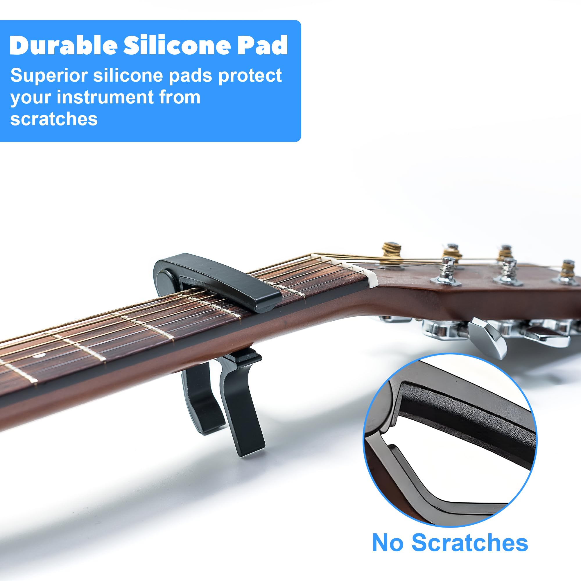 Guitar Capos, 2PCS Capos,10PCS Guitar Picks and 1PC Portable Pick Case, Essential Accessories for Acoustic,Electric & Classical Guitars - Image 4