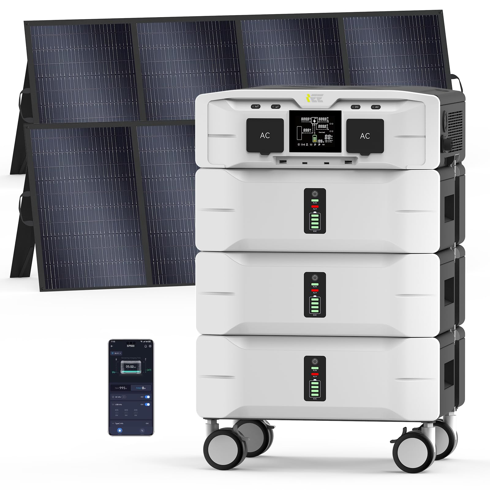 IEE SP5000 7680Wh Solar Power Station 5000W 9000 Peak AC Output 120V 240V Split Phase LFP Battery with