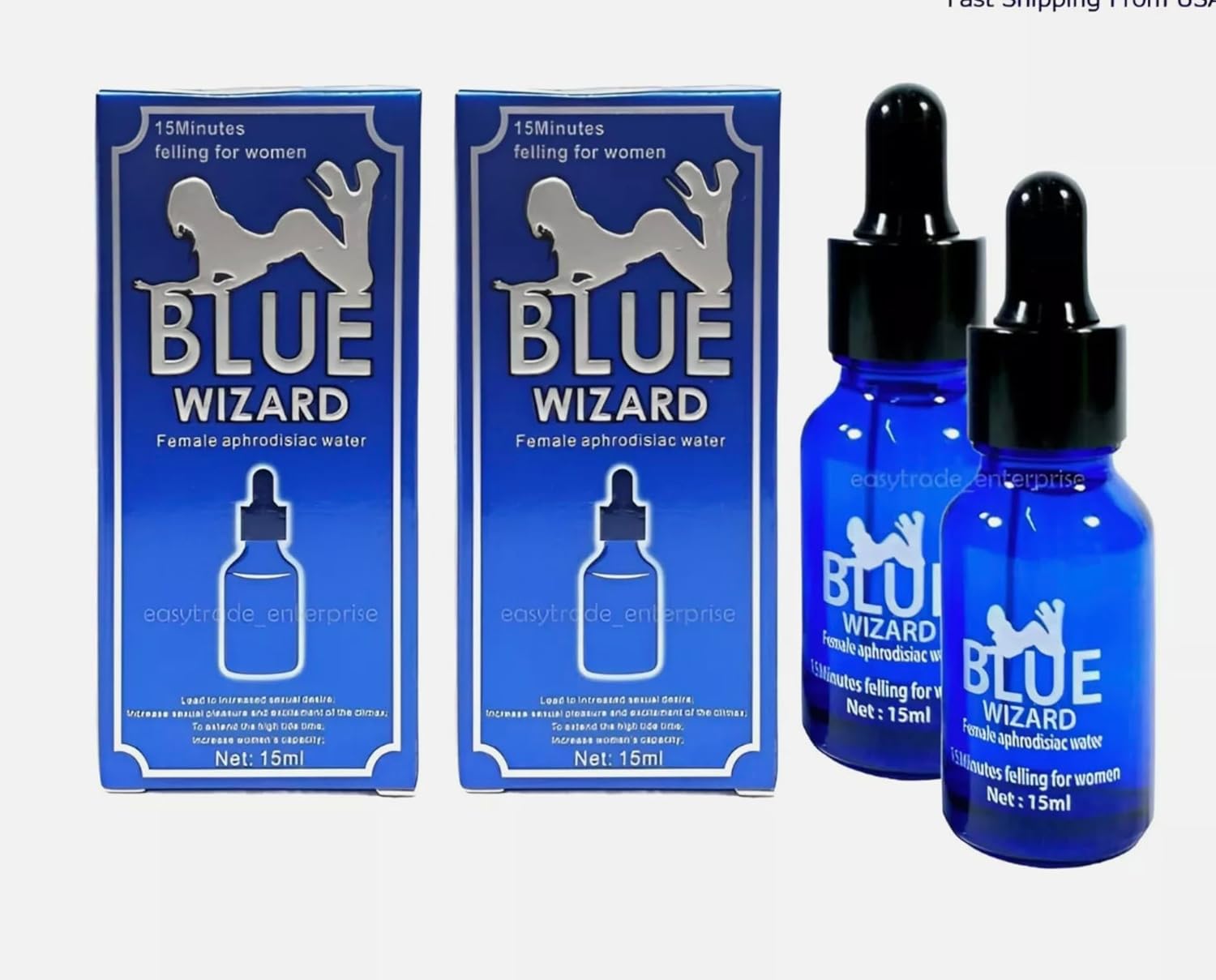 Fantastic Blue Wizard Liquid Drops 30 ml Aphrodisiac Fifteen Minutes Felling for Women 2 Bottles