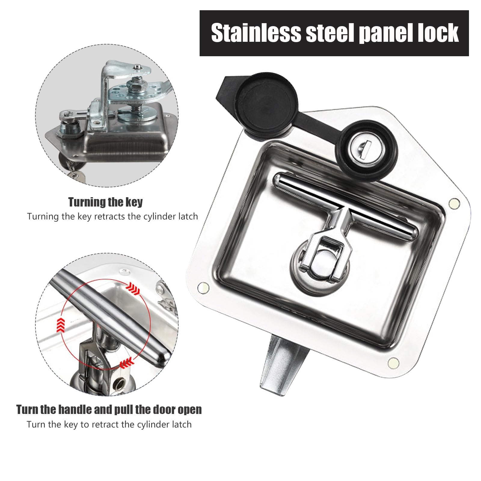 Loquet De Boîte à Outils En Acier Inoxydable Avec Serrure En T - Sécurise Portes Et Armoires De Camion, Camping-car, Remorque
