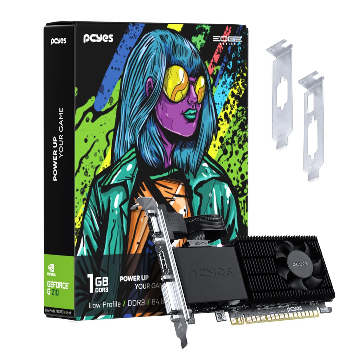PCYES GPU NVIDIA GEFORCE G 210 1GB DDR3 64 BIT PROJETO EDGE LOW