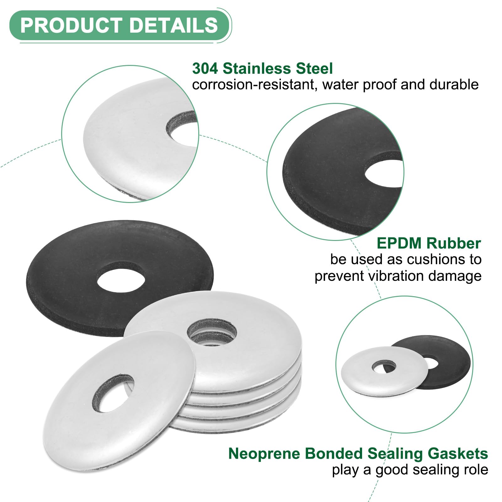 M METERXITY M10 x 38mm EPDM Bonded Sealing Rubber Washers - Image 2