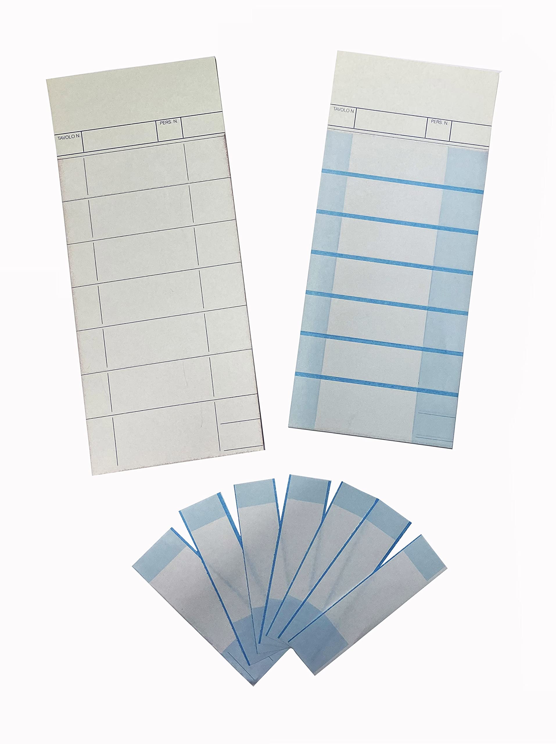 Comande Autocopianti 7 Strappi 10x23 Cm | Per Ristoranti, Bar E Pizzerie | Confezione Da 1000 Pezzi | 1° Foglio Azzurro, 2° Bianco - Foto 6
