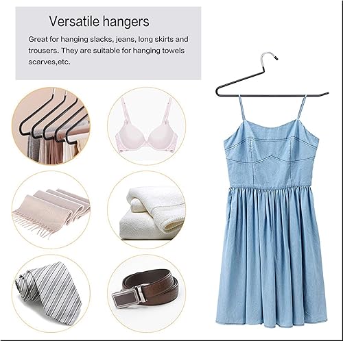 Miniatura 5 de PJJXMY Perchas para pantalones, paquete de 10 unidades, para ahorro de espacio, delgadas, fuertes y duraderas, resistentes y duraderas, de metal