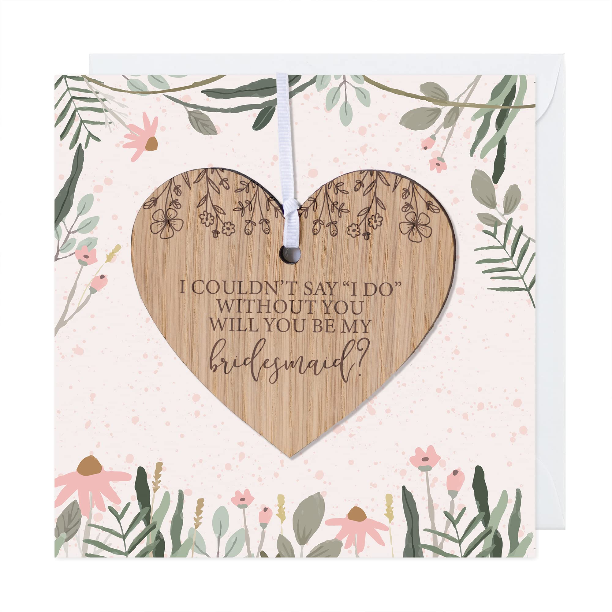 Will You Be My Bridesmaid/Maid of Honour/Flower Girl Card with Wooden Heart Plaque Decoration Keepsake