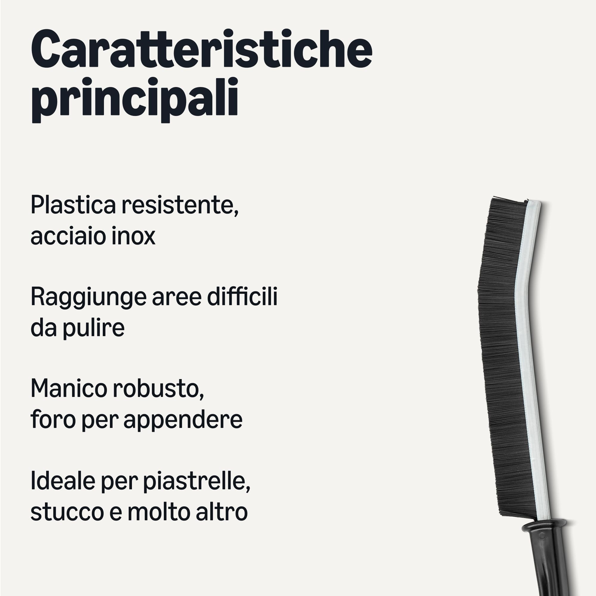 Amazon Basics Spazzola per la pulizia di intonaco e piastrelle, setole dure, confezione da 12, 24 cm, Nero