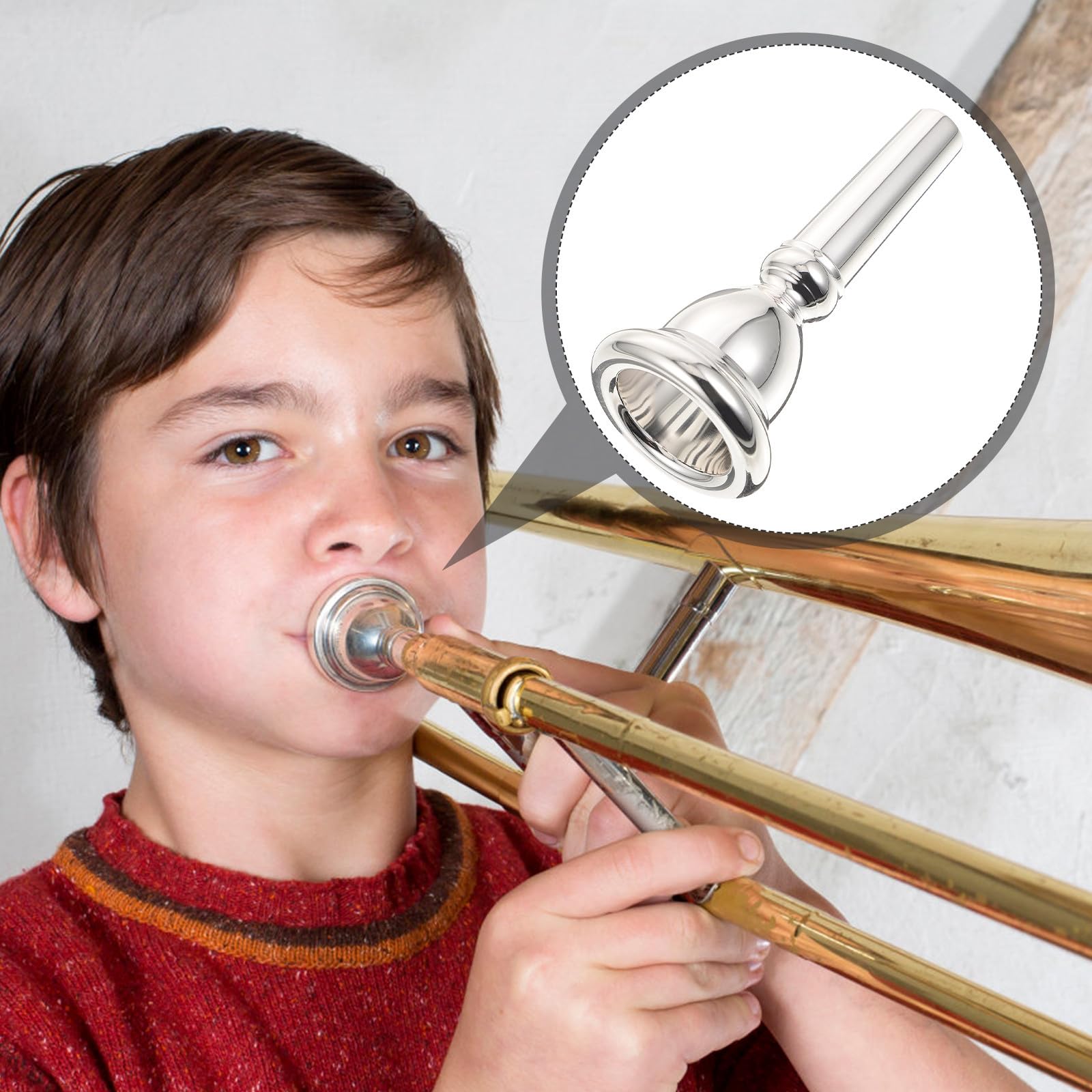 Euphonium Mundstück aus Kupfer Silberfarben Verschleißfest Rostfrei Ersatzteil für Professionelle und Anfänger Musikinstrumentenzubehör für Präzisen Klang
