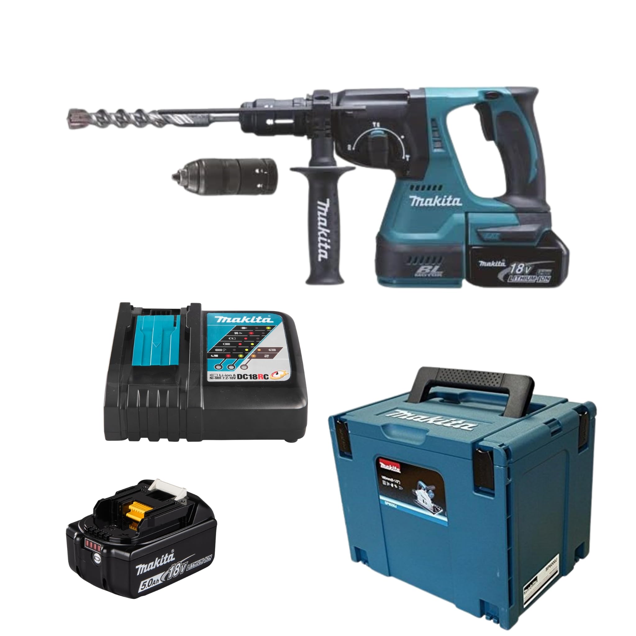 Makita DHR243T1J, perforateur burineur SDS Plus, 2 Joules, 24 mm