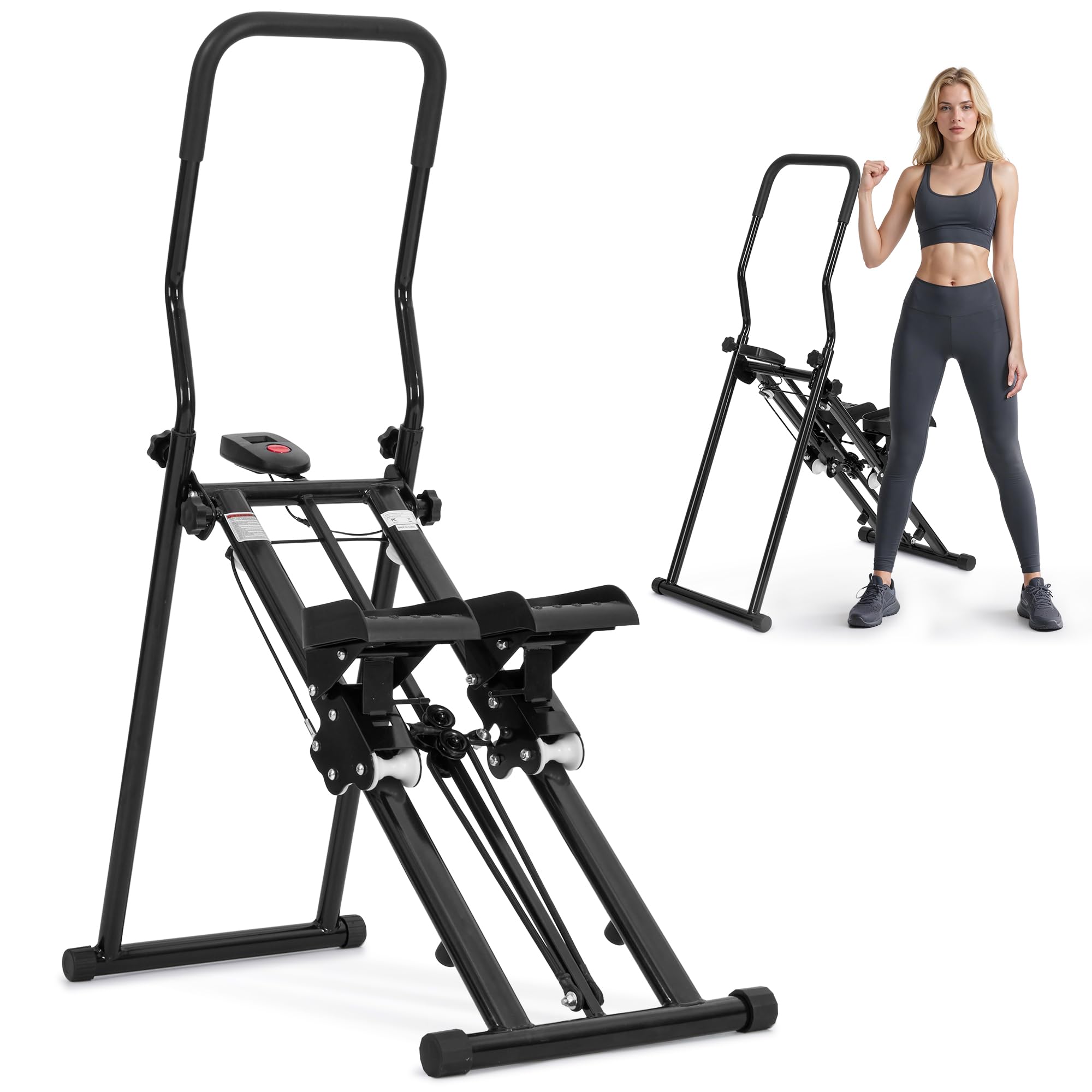 BODIOO Stair Stepper for Home Gym, Stair Climber with Adjustable Handlebar & Dual Incline Pedals, Compact Folding Cardio Exercise Climber for