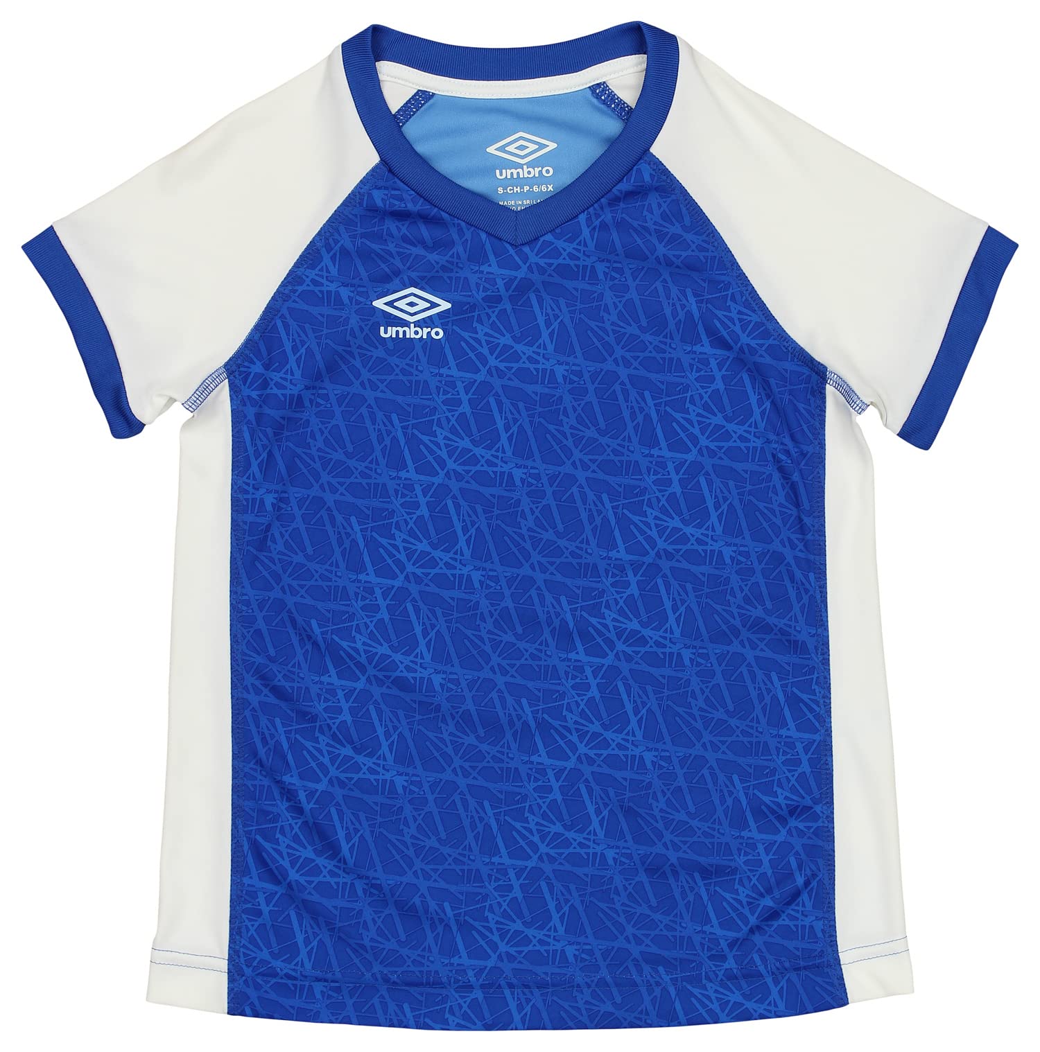 Umbro Girls' Youth (4-14) Short Sleeve V-Neck Soccer Jersey, Blue Small 6-6x
