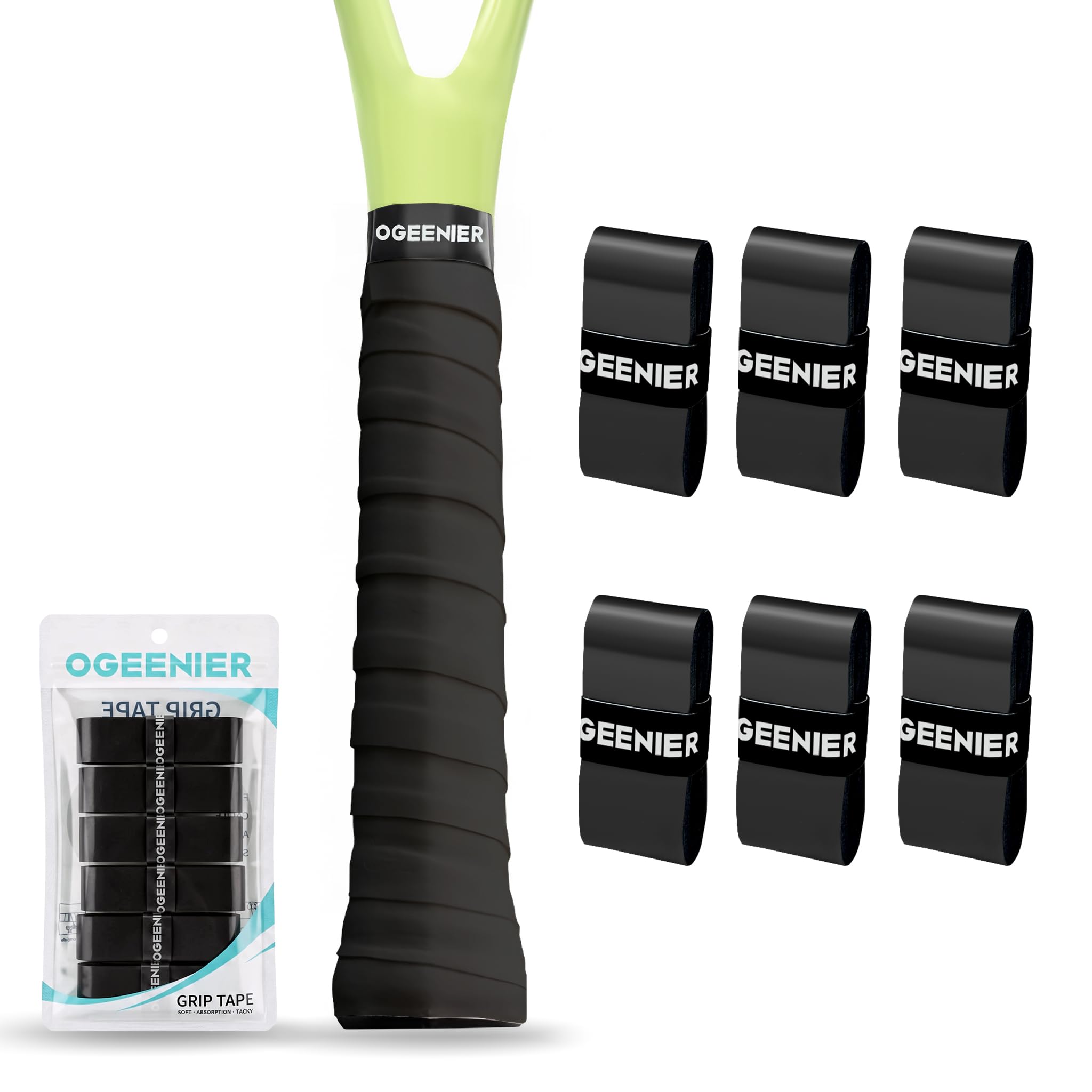 Ogeenier Tennis Racket Grip Tape,6 Pack Sweat Absorbing Overgrip