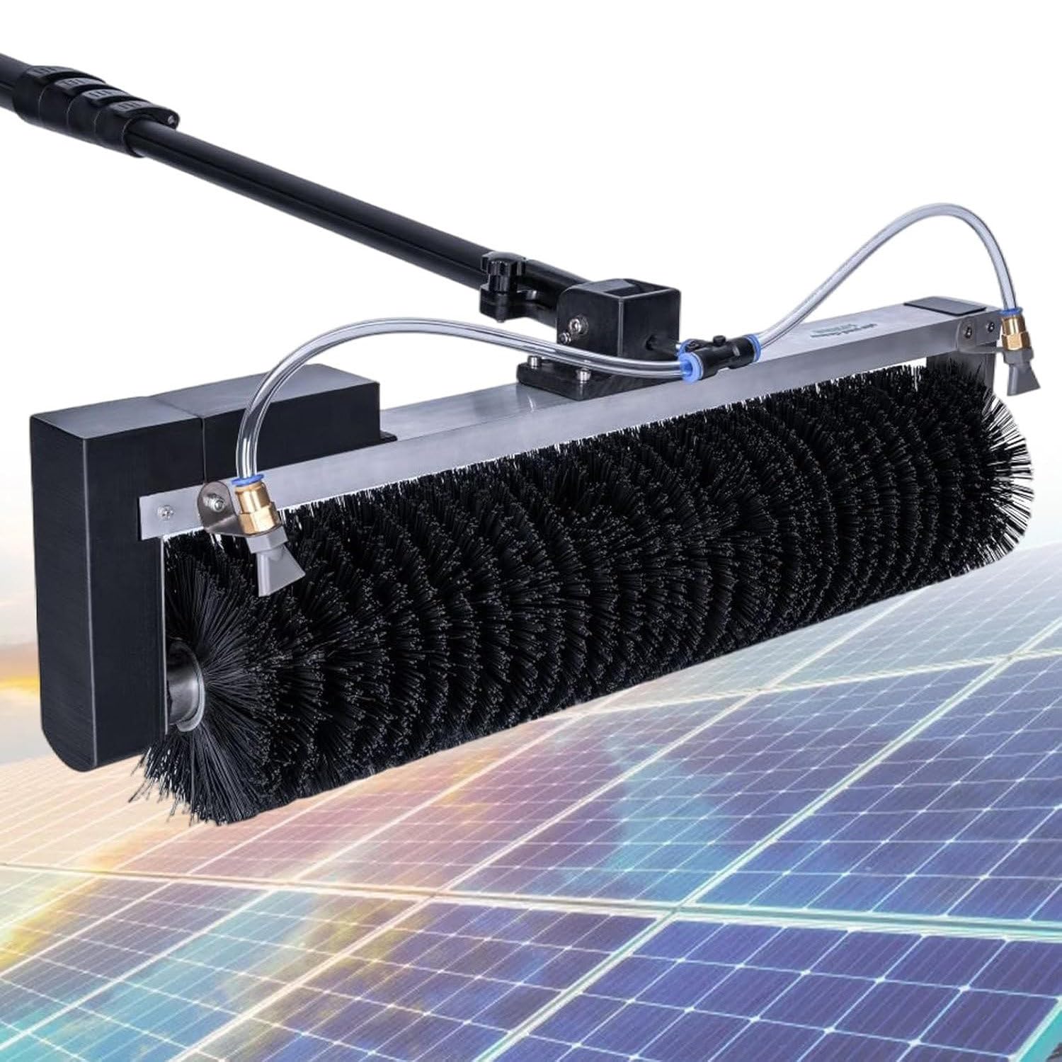 AYCDL Electric Solar Panel Cleaning Kit with 360° Auto Rotation and Water Spray for Efficient Dust Removal on Photovoltaic Panels,3.5m/11.4ft