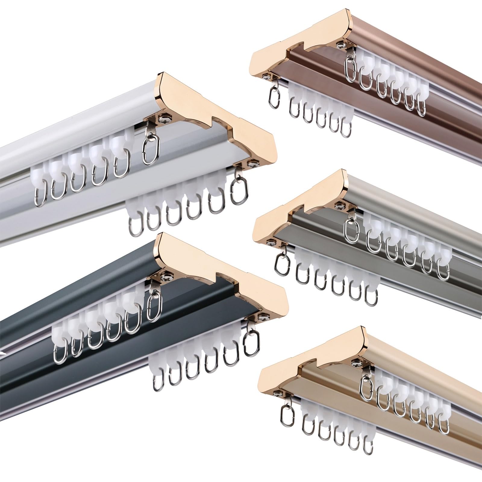 Heavy-duty Curtain Conjoined Double Track Rails Curtain Track Ceiling Mounted Curtain Double Rails Room Dividers Curtain Tracks System-Sliding Curtain Rail For Heavy Curtains Aluminum(Cream,280cm)