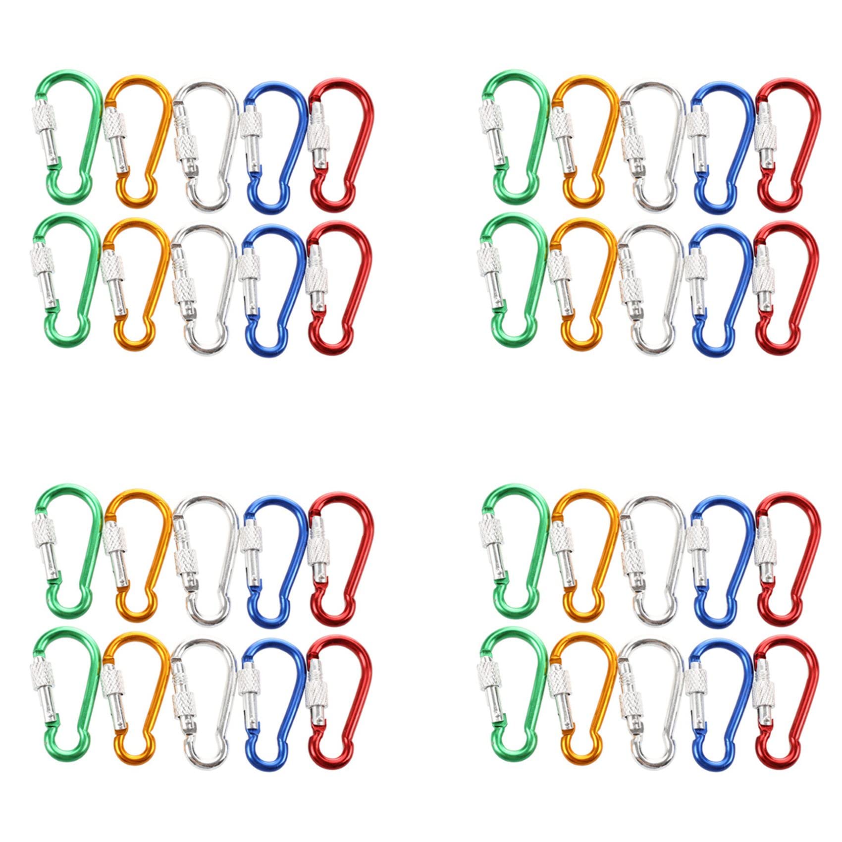 SUN-K 40Pcs Assorted Color Aluminum Alloy Carabiner Clip Hook Bottle Holders