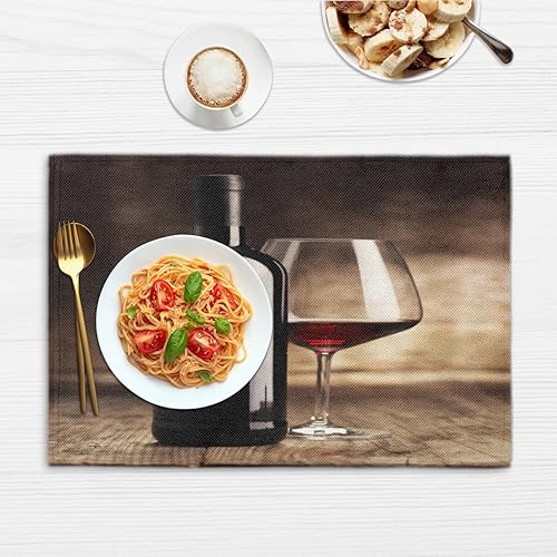 Miniatura 6 de Juego de 4 manteles individuales con patrones de vino, lavables, impermeables, para decoración de mesa de comedor, 18 x 12 pulgadas