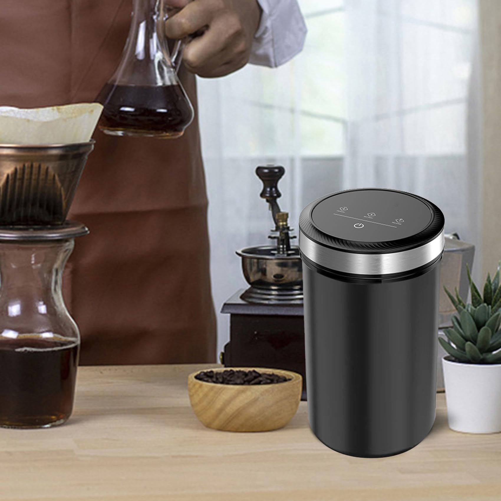 2X Vakuum-Kaffeedosen mit Luftdichtem Deckel, 33 KPa, Automatische Vakuumierung und Stopp, Touchscreen-Vorratsdose, 1,6 L/54 Oz