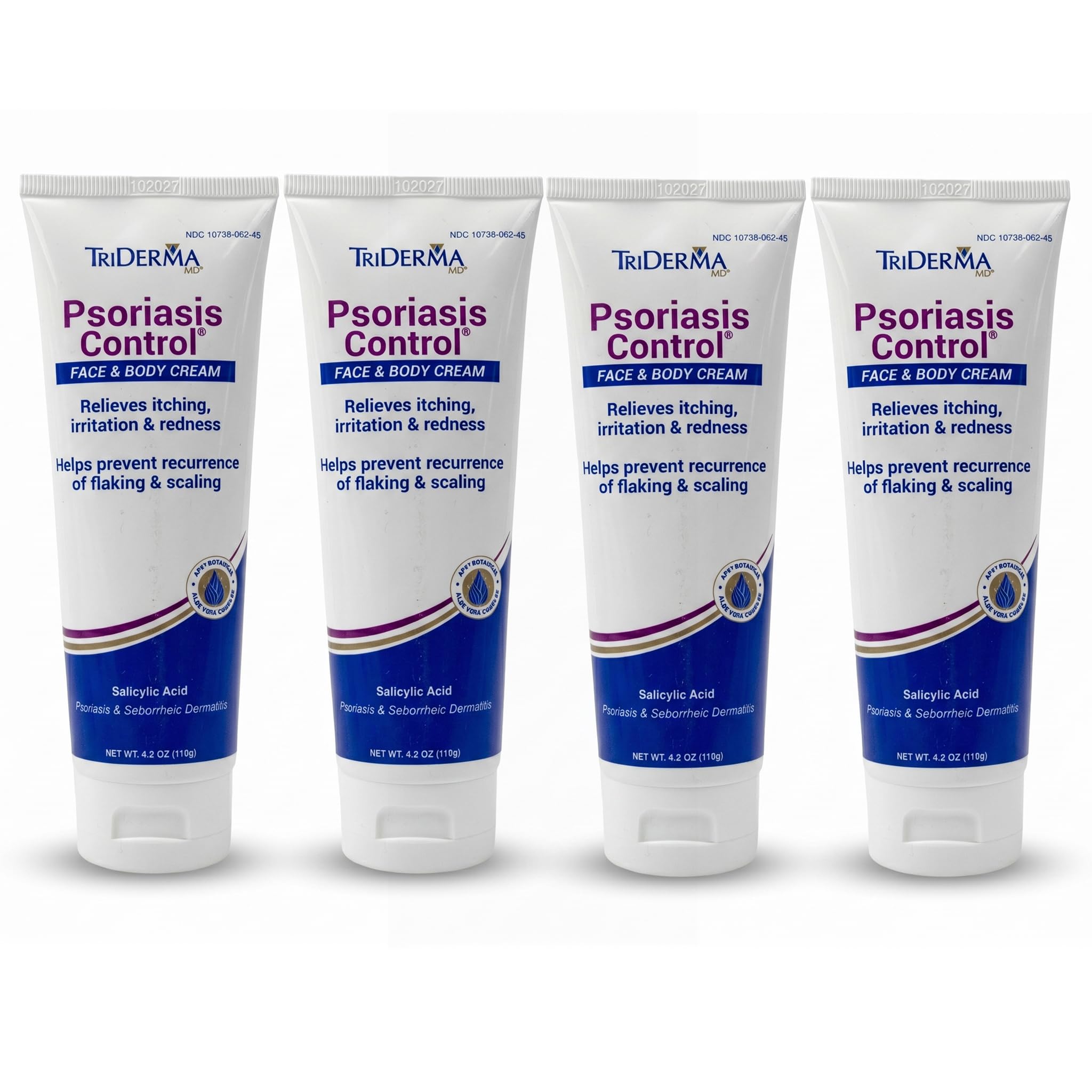 TriDerma Psoriasis Control Face & Body Cream - Maximum Strength 3% Salicylic Acid, AP4 Aloe Vera Gel, Urea Cream - Extra Moisturizing Treatment, No