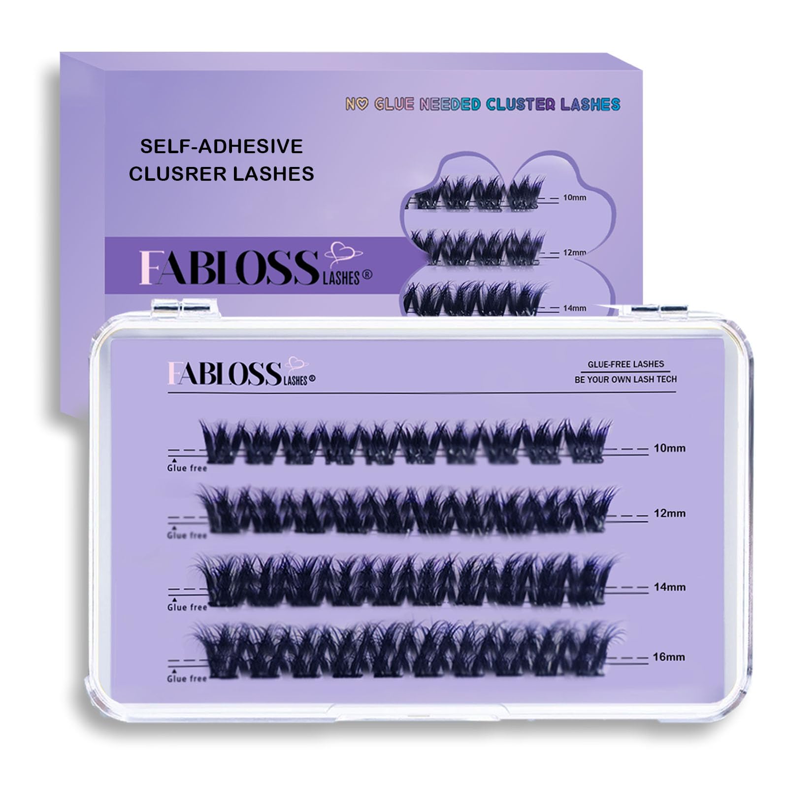 Photo 1 of Fabloss Self Adhesive Eyelashes Clusters 40Pcs-Thick Volume Lashes Press On Lashes Self Adhesive Lashes Pre-Glued Lashes Clusters Kit No Remover No Residue 14-16MM