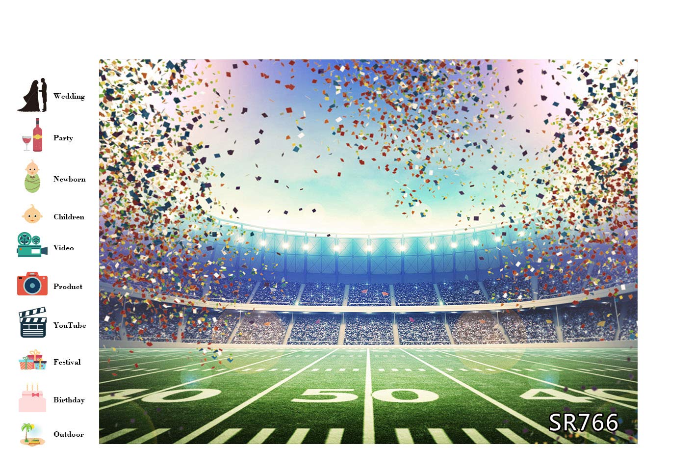 Toile de fond de football pour photographie - Toile de fond pour fête prénatale, anniversaire, décoration de fête de football - Bannière d'accessoires pour photomaton - 2,1 x 1,5 m