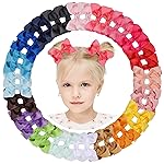 Choicbaby 40 Pieces Hair Bows for Girls 4 Inch Grosgrain Ribbon Toddler Hair Accessories with Fully Lined Clips for Toddlers Baby Girls Kids Teens