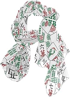 Fashion Lightweight Chiffon Silk Long Scarf Shawl Wraps for Women Ladies Gold Autumn Leaves on Blue, Mahjong