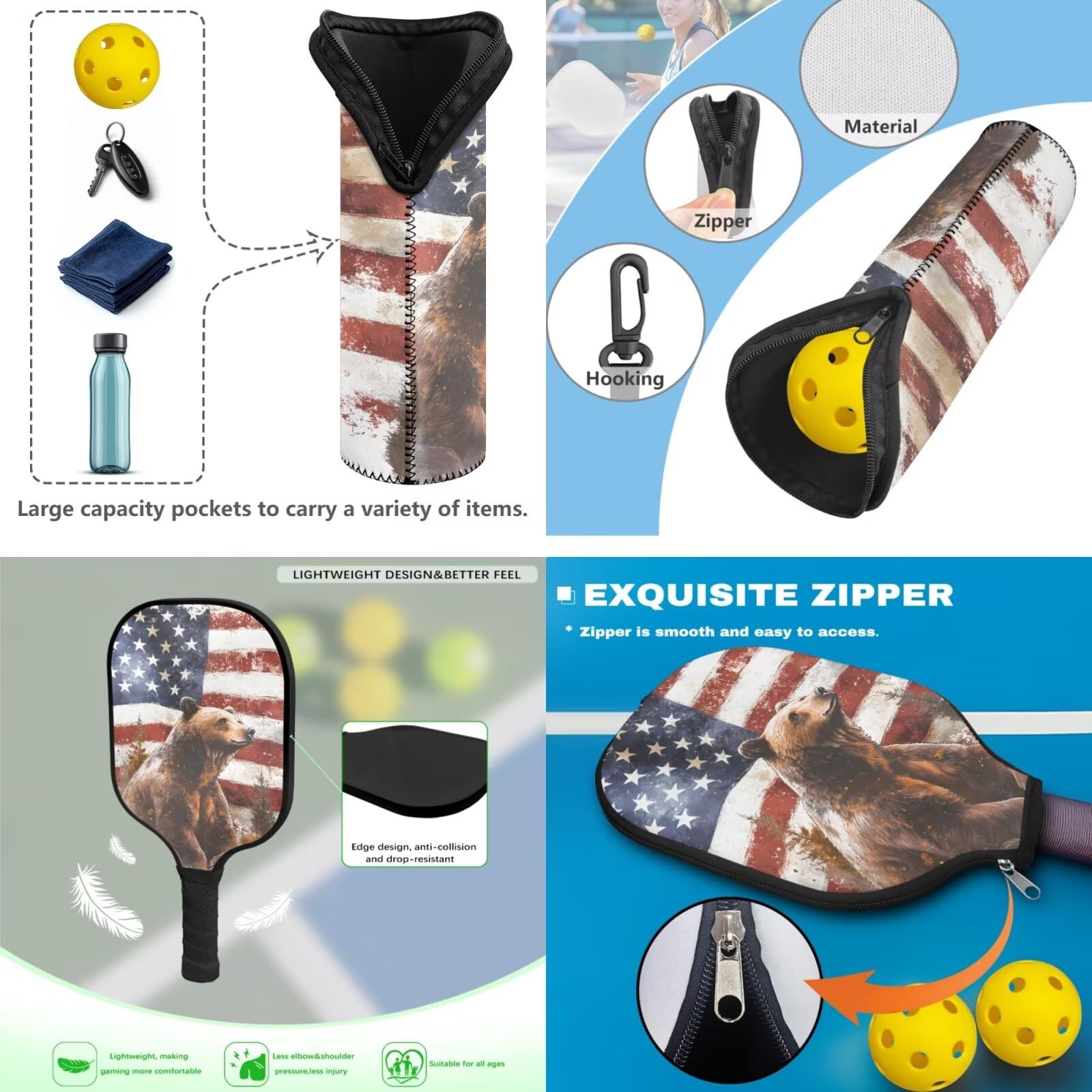 Set di 3 racchette da pickleball con custodia per pickleball, ideale come regalo per principianti