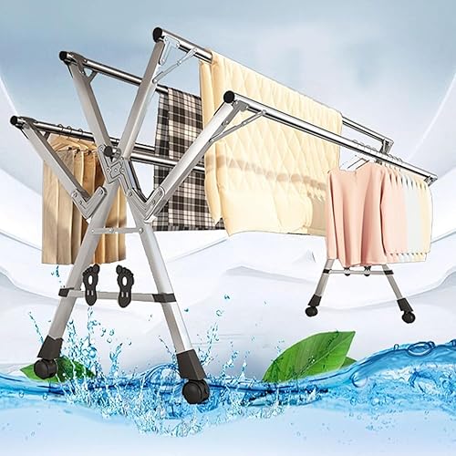 Miniatura 2 de Clothes Drying Rack, 63in Heavy Duty Stainless Steel Laundry Drying Rack Foldable for Outdoor Indoor Use, Retractable Portable Clothesline for