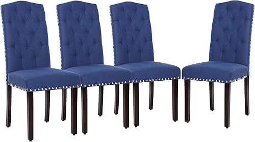 Miniatura 1 de DAGONHIL Juego de 4 sillas de comedor tapizadas, silla de cocina sin brazos con patas de madera maciza negra para el hogar, cocina, sala de estar